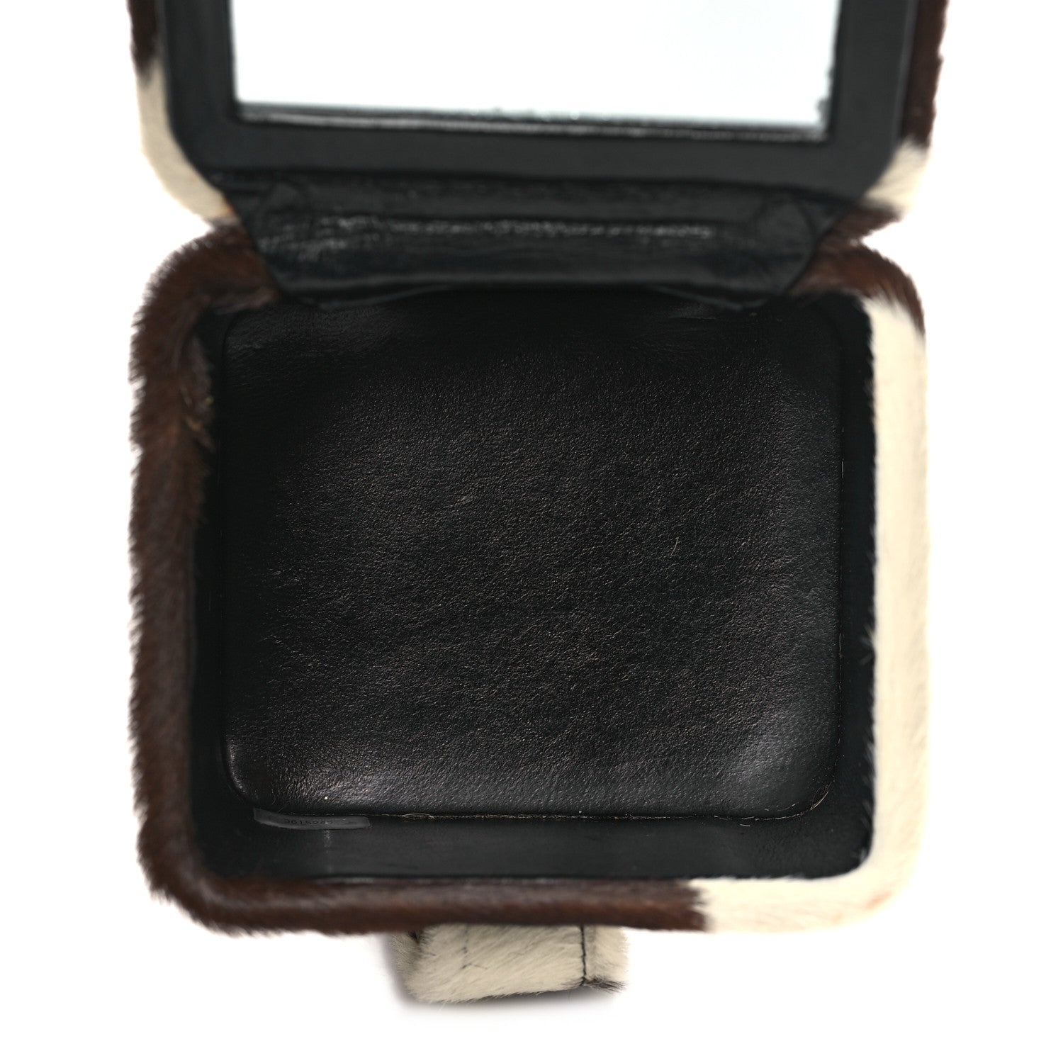 Chanel Pony Hair Quilted Cow Print Mini Top Handle Vanity Case Brown White 5 of 13