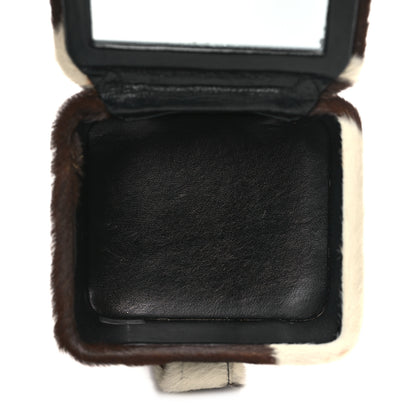 Chanel Pony Hair Quilted Cow Print Mini Top Handle Vanity Case Brown White 5 of 13