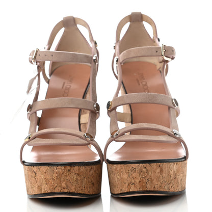 Jimmy Choo Suede Nerissa 120 Wedges 39.5 Ballet Pink 2 of 7