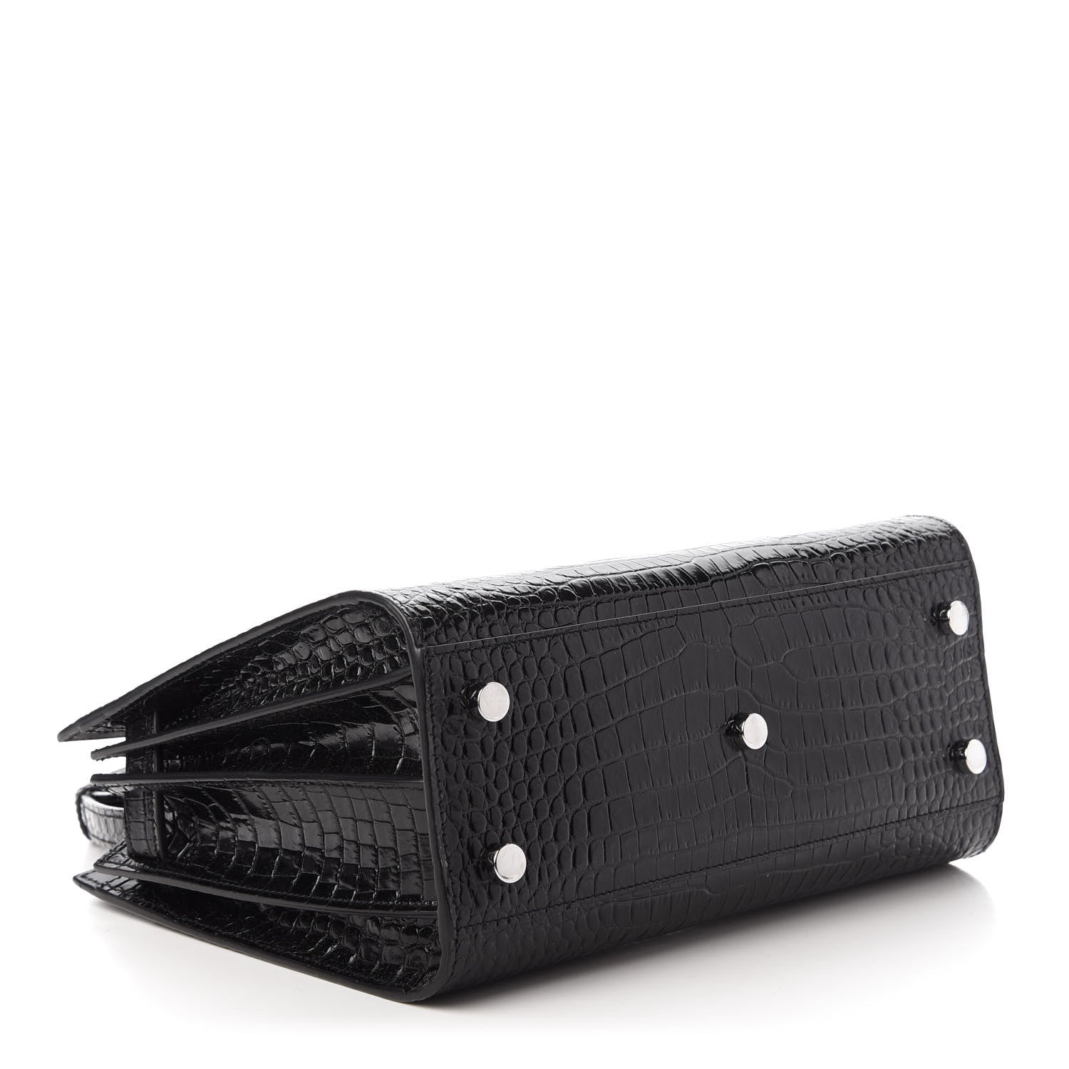 Saint Laurent Calfskin Crocodile Embossed Baby Sac De Jour Black 4 of 10
