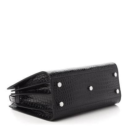 Saint Laurent Calfskin Crocodile Embossed Baby Sac De Jour Black 4 of 10