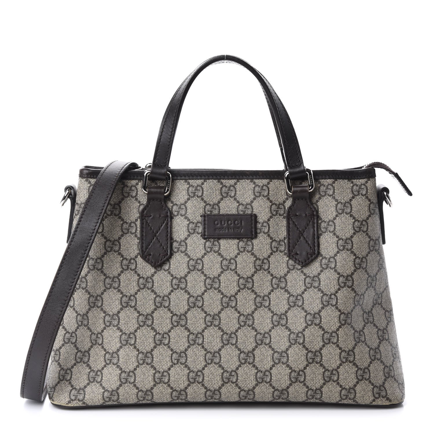 Gucci GG Supreme Monogram Small Zippered Tote Dark Brown 1 of 16