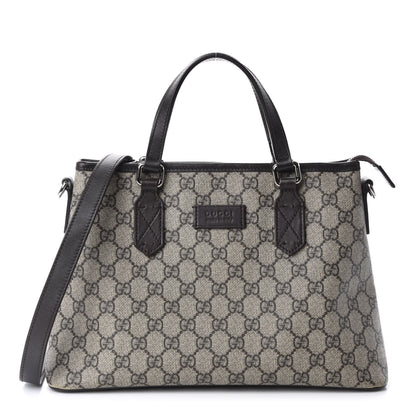 Gucci GG Supreme Monogram Small Zippered Tote Dark Brown 1 of 16