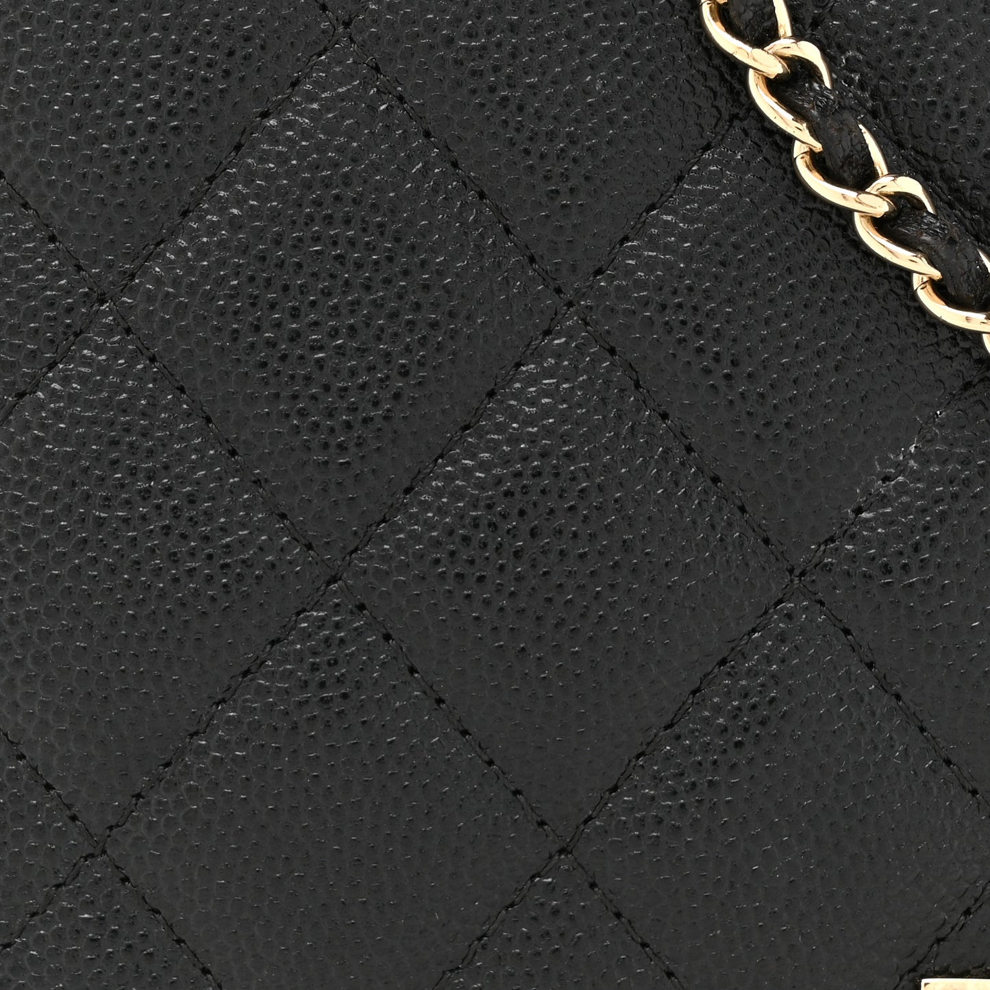 Caviar Quilted Golden Class Wallet On Chain WOC Black