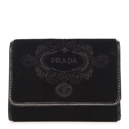 Prada Velluto Logo Tri-Fold Wallet Black 1 of 8