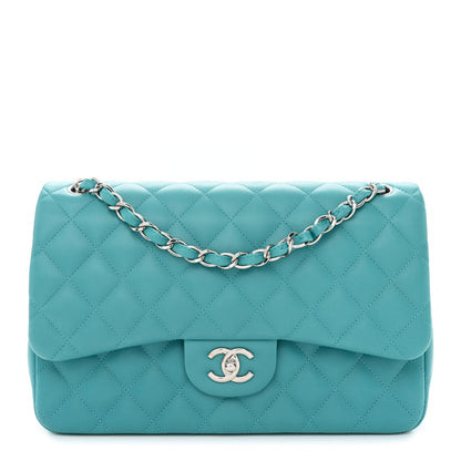 Chanel Lambskin Quilted Jumbo Double Flap Turquoise 1 of 10