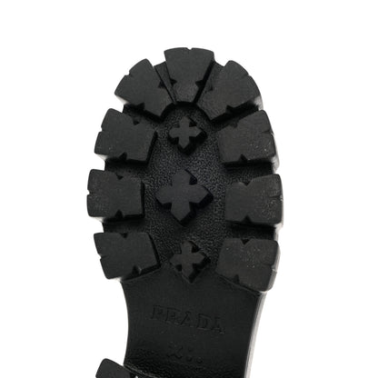 Prada Spazzolato Rois Metal Triangle Logo Monolith 55mm Loafers 37.5 Black 13 of 14
