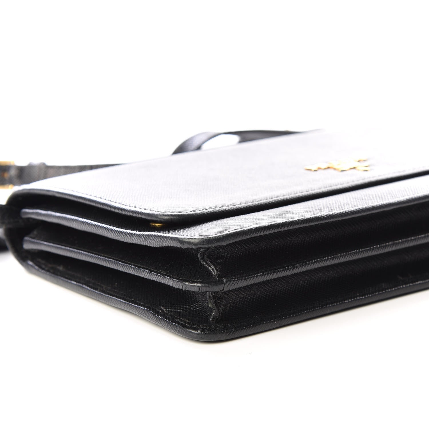Prada Saffiano Metal Flap Wallet With Strap Black 6 of 10