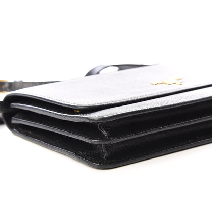 Prada Saffiano Metal Flap Wallet With Strap Black 6 of 10