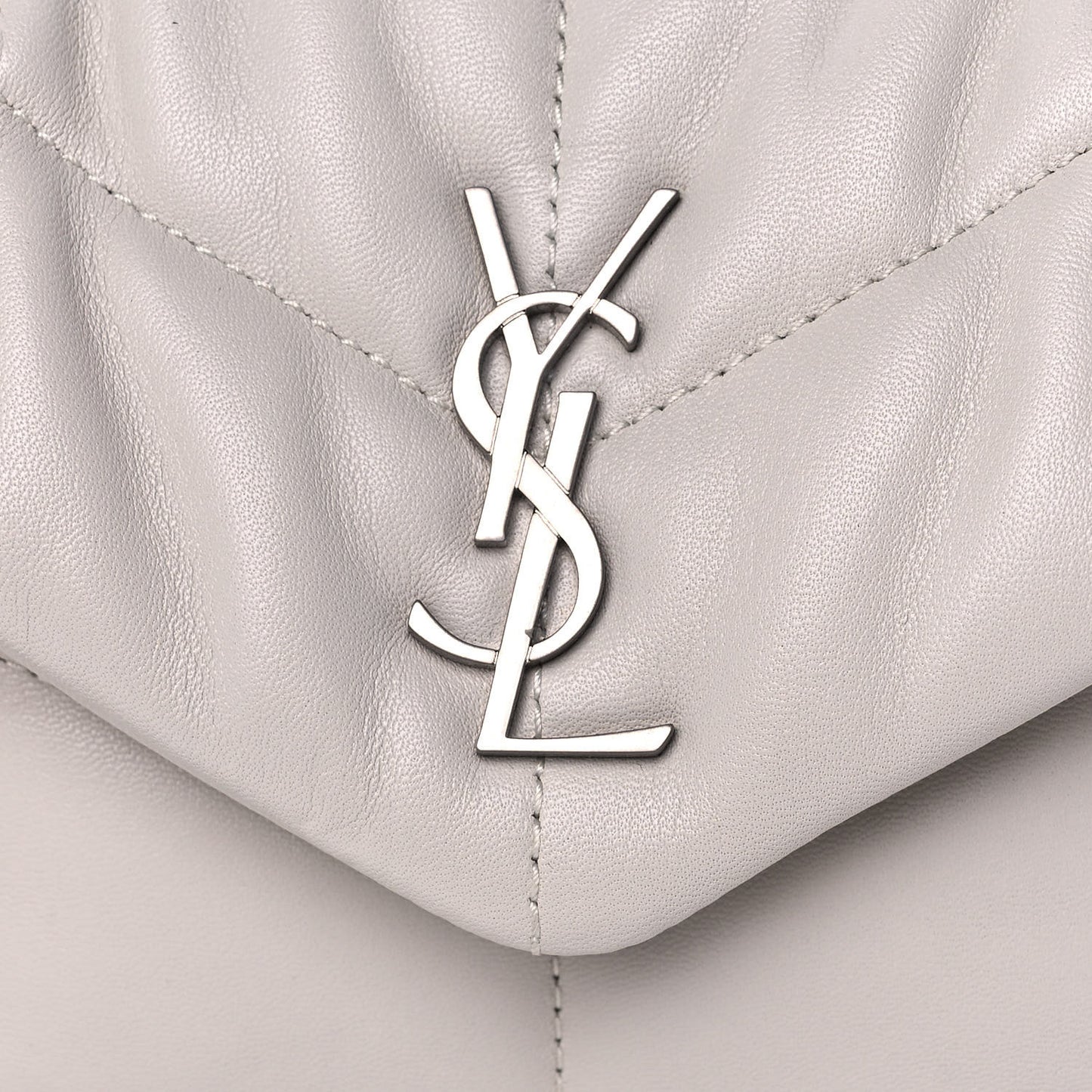 Lambskin Quilted Toy Loulou Puffer Monogram Chain Satchel Blanc Vintage