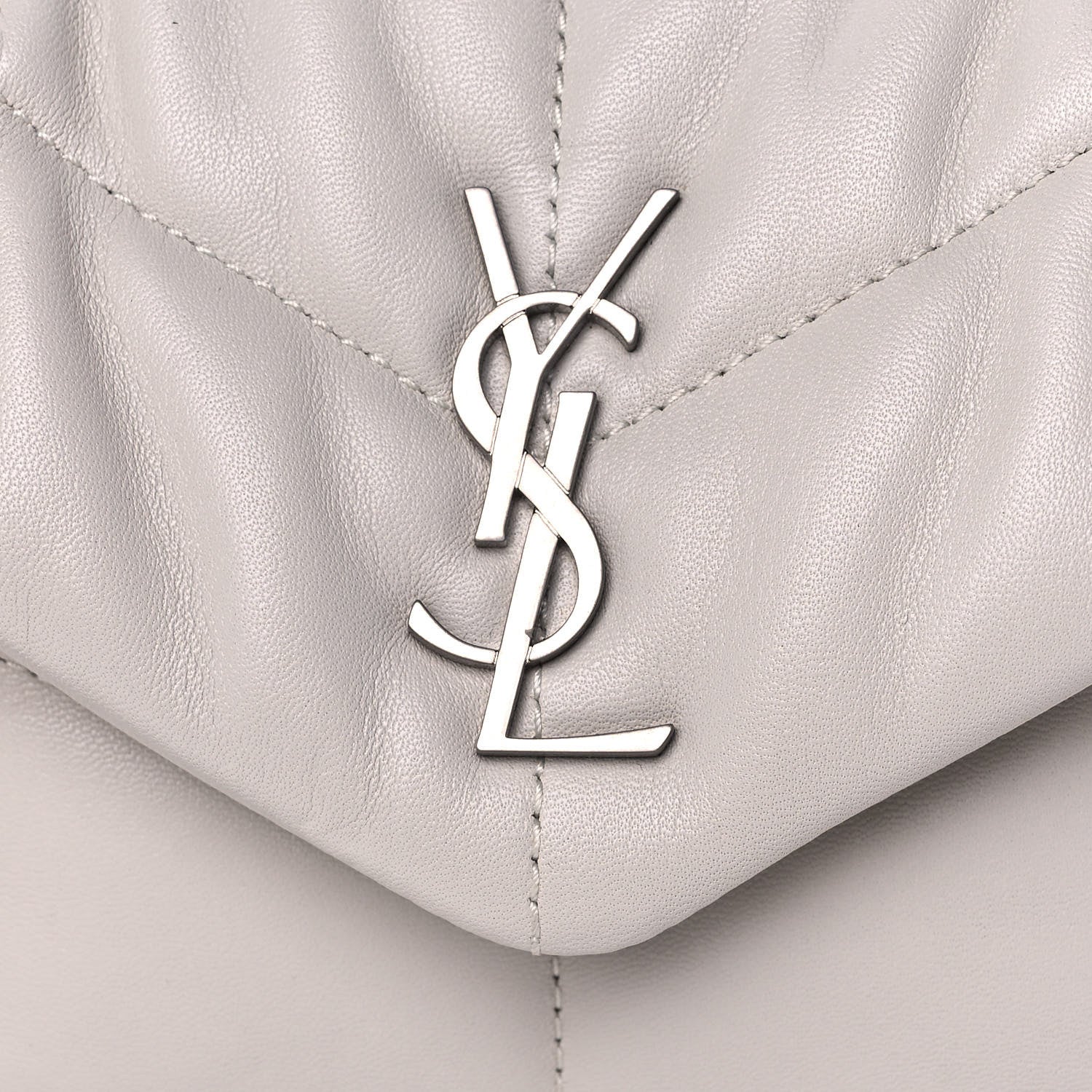 Saint Laurent Lambskin Quilted Toy Loulou Puffer Monogram Chain Satchel Blanc Vintage 9 of 13