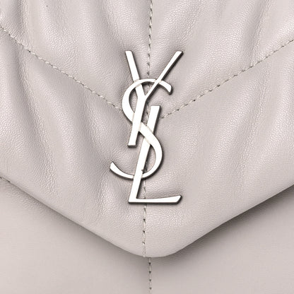 Saint Laurent Lambskin Quilted Toy Loulou Puffer Monogram Chain Satchel Blanc Vintage 9 of 13