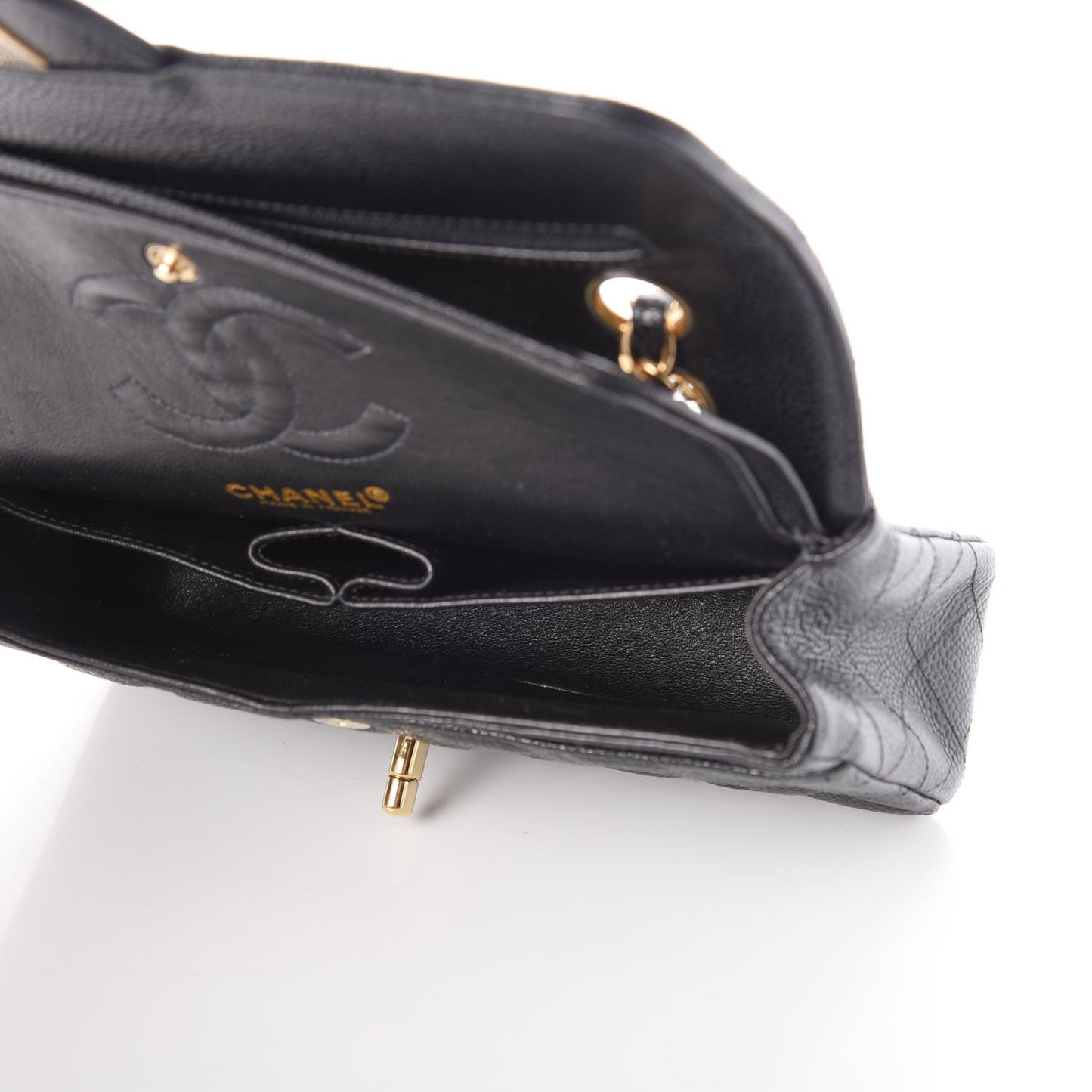 Caviar Quilted Small Double Flap Black