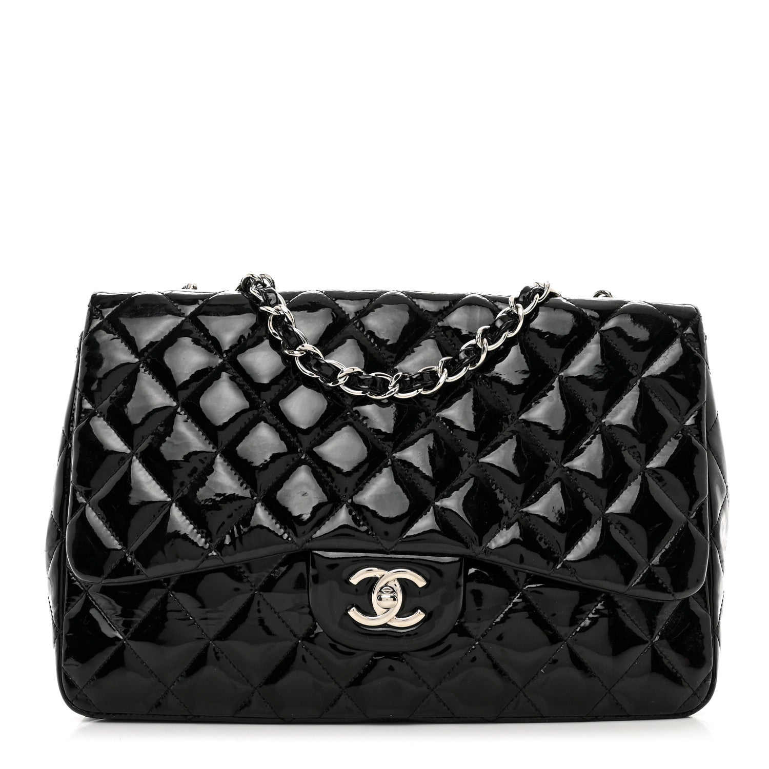 Chanel Patent Quilted Jumbo Single Flap Black 1 of 13