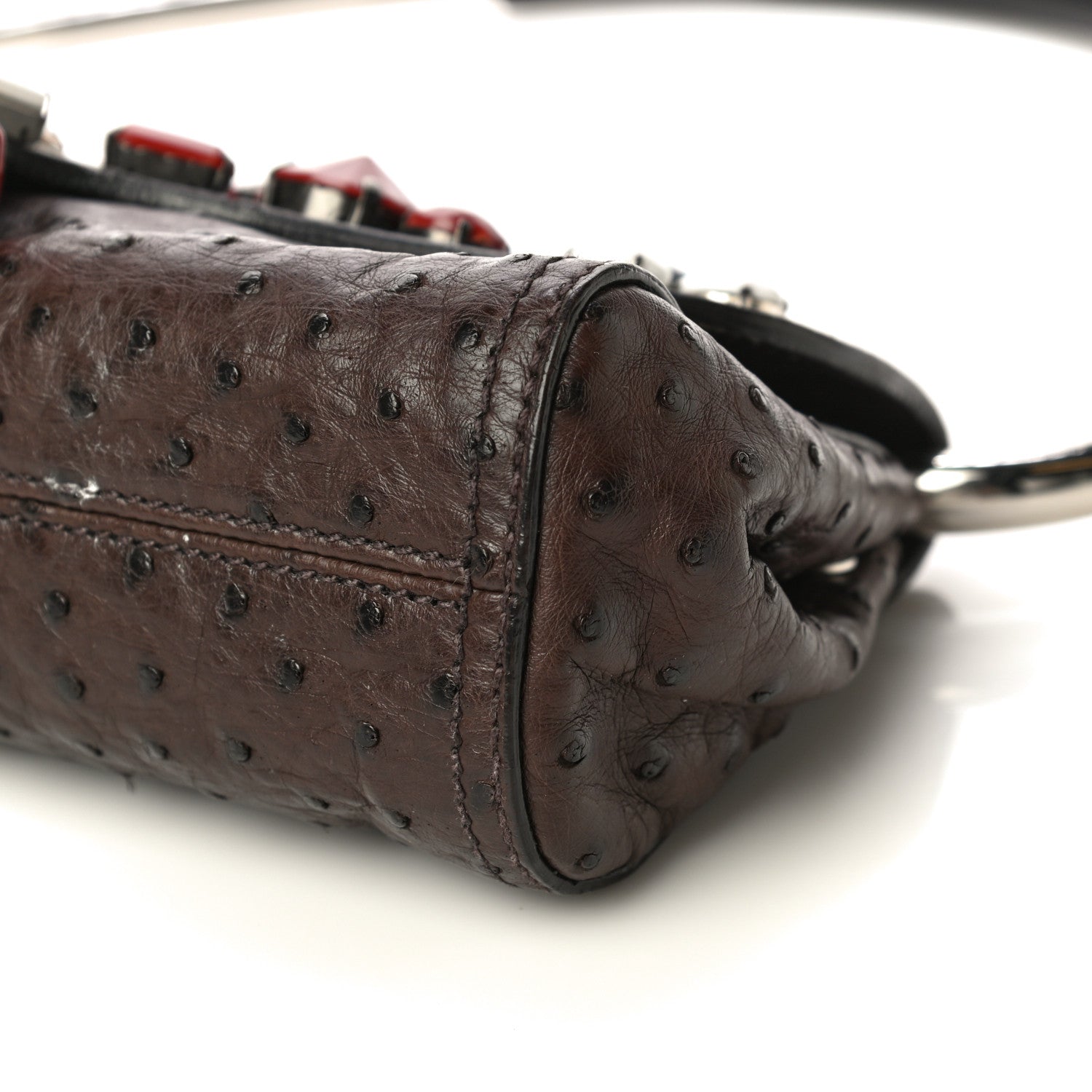 Prada Ostrich Beaded Bag Brown 10 of 23