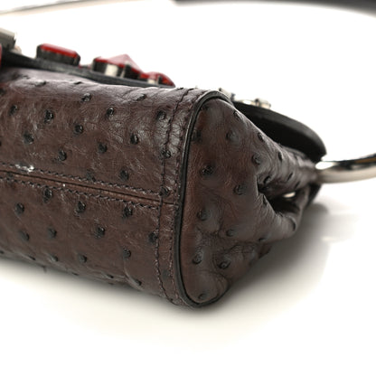 Prada Ostrich Beaded Bag Brown 10 of 23
