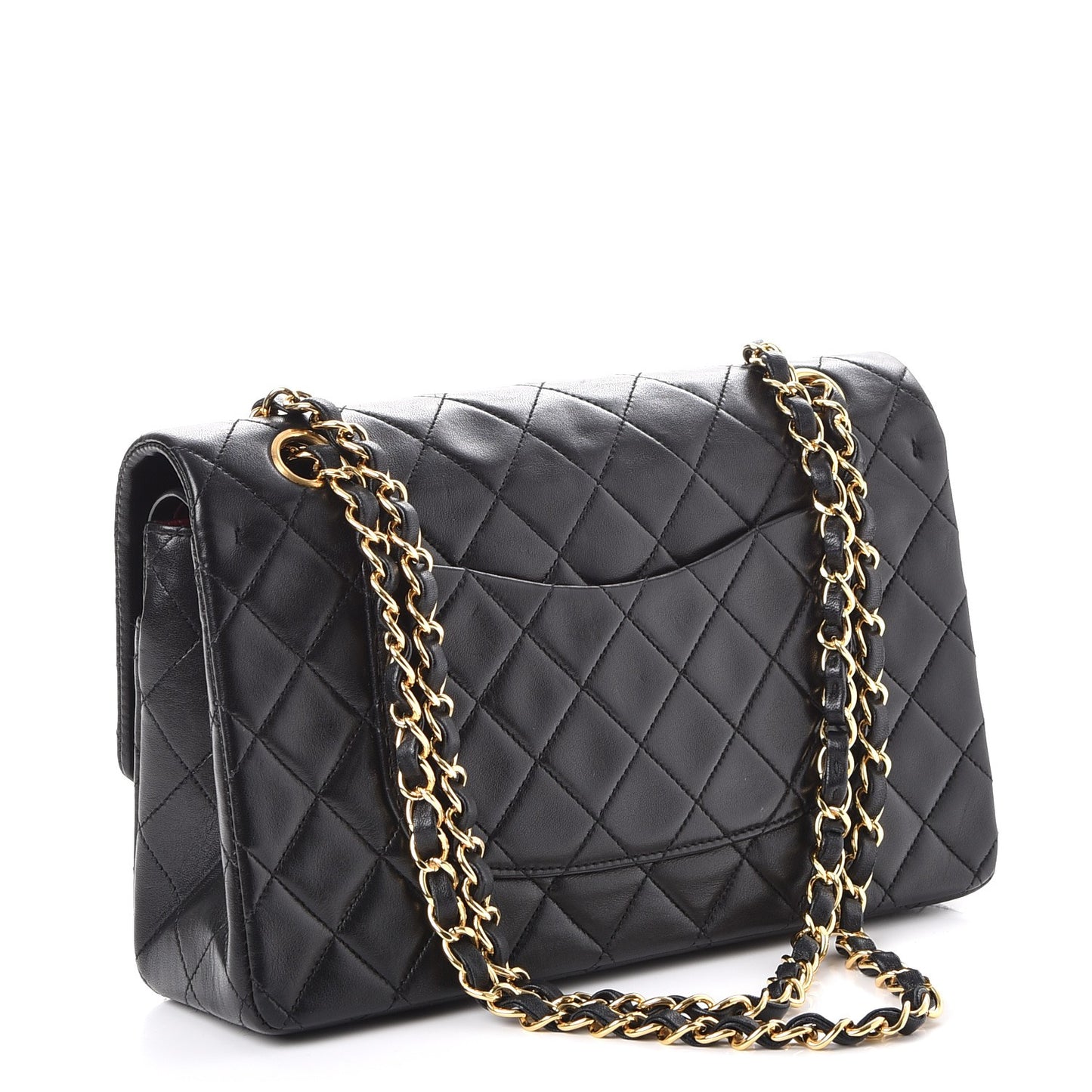 Lambskin Quilted Medium Double Flap Black