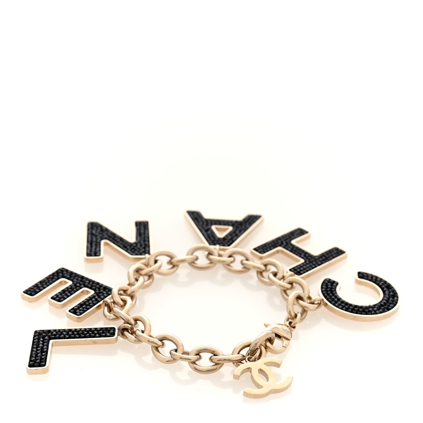 Crystal Logo Bracelet Black Gold