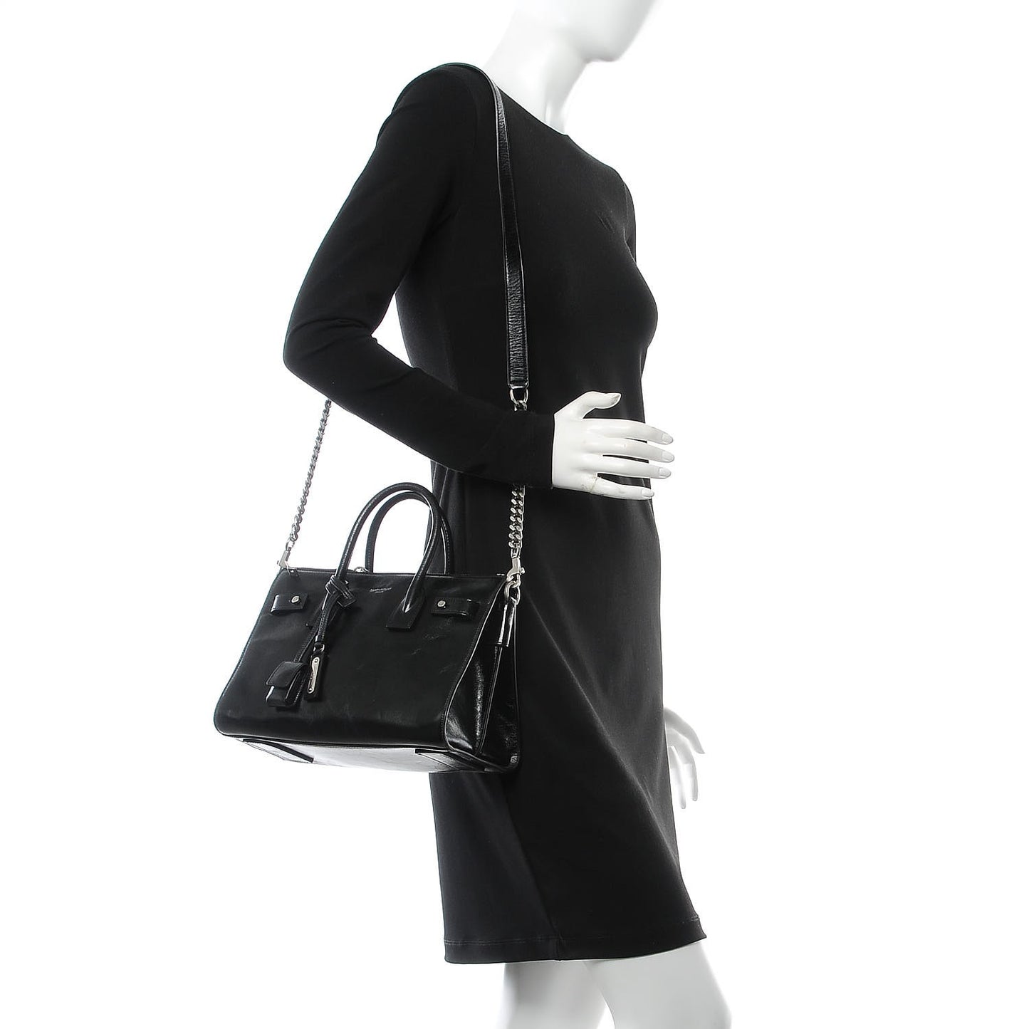 Glace Calfskin Baby Souple Sac De Jour Black