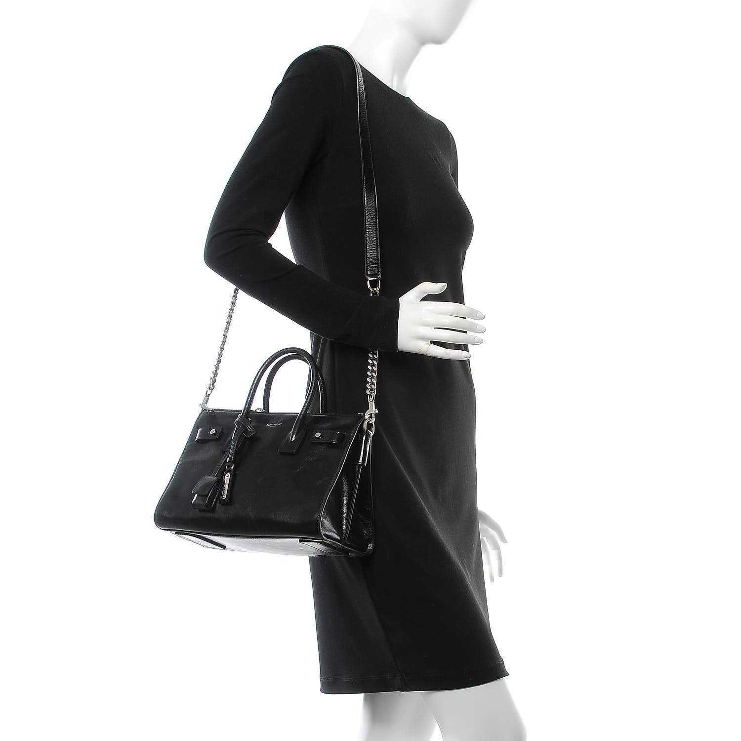 Saint Laurent Glace Calfskin Baby Souple Sac De Jour Black 2 of 7