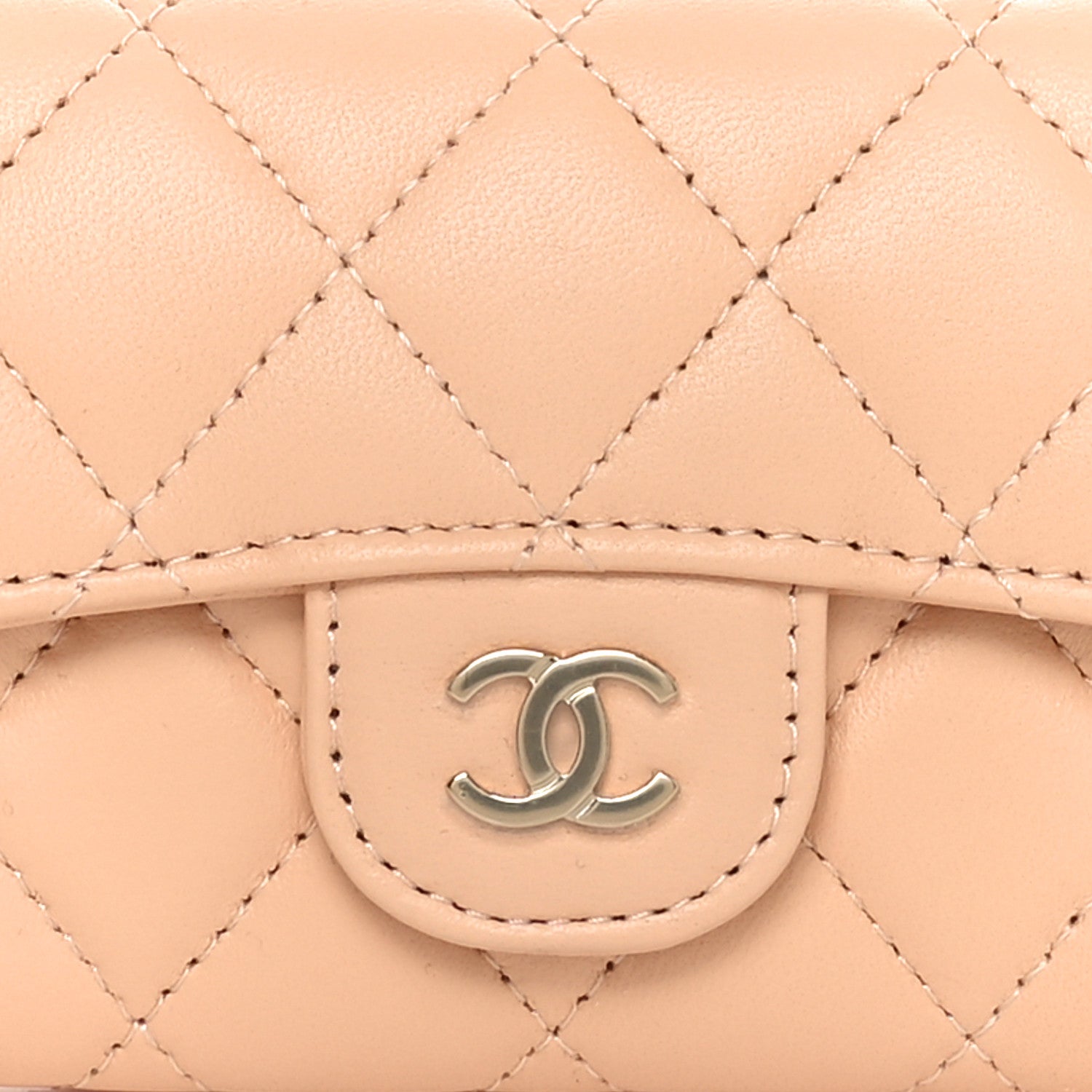Chanel Lambskin Quilted Flap Card Holder Wallet Beige 9 of 9