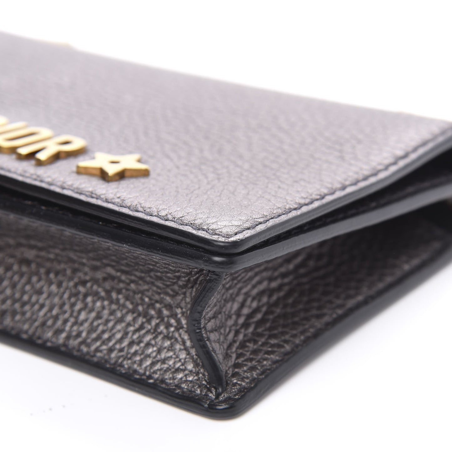 Metallic Grained Calfskin J'adior Clutch Gunmetal