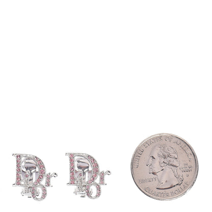 Christian Dior Crystal Logo Clip On Earrings Rose 2 of 5