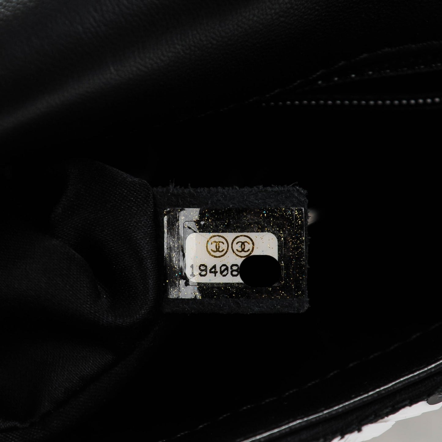 Sequin Embroidered Medium Flap Black White