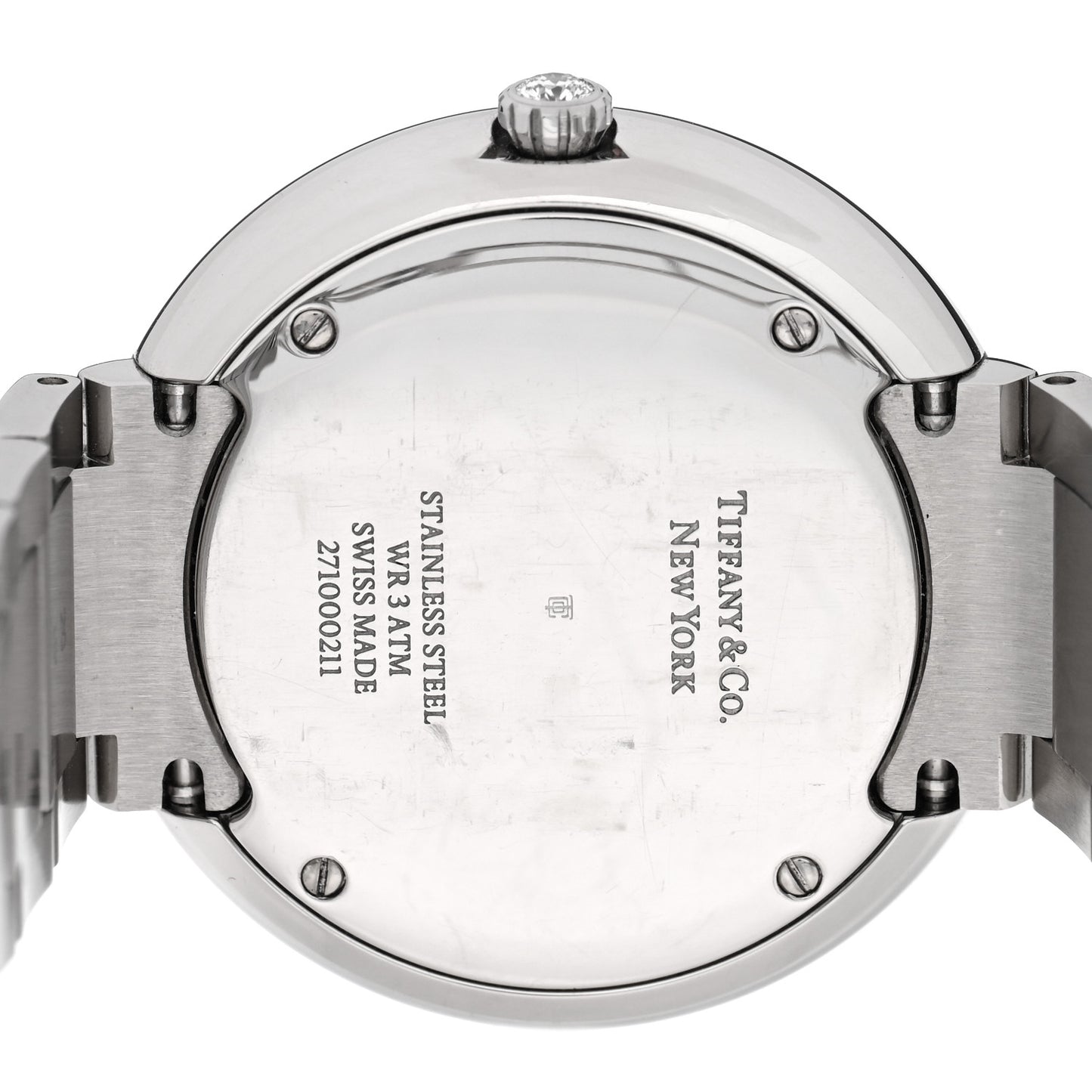 Stainless Steel Diamond Mother of Pearl 34mm Atlas 3-Hand Quartz Watch