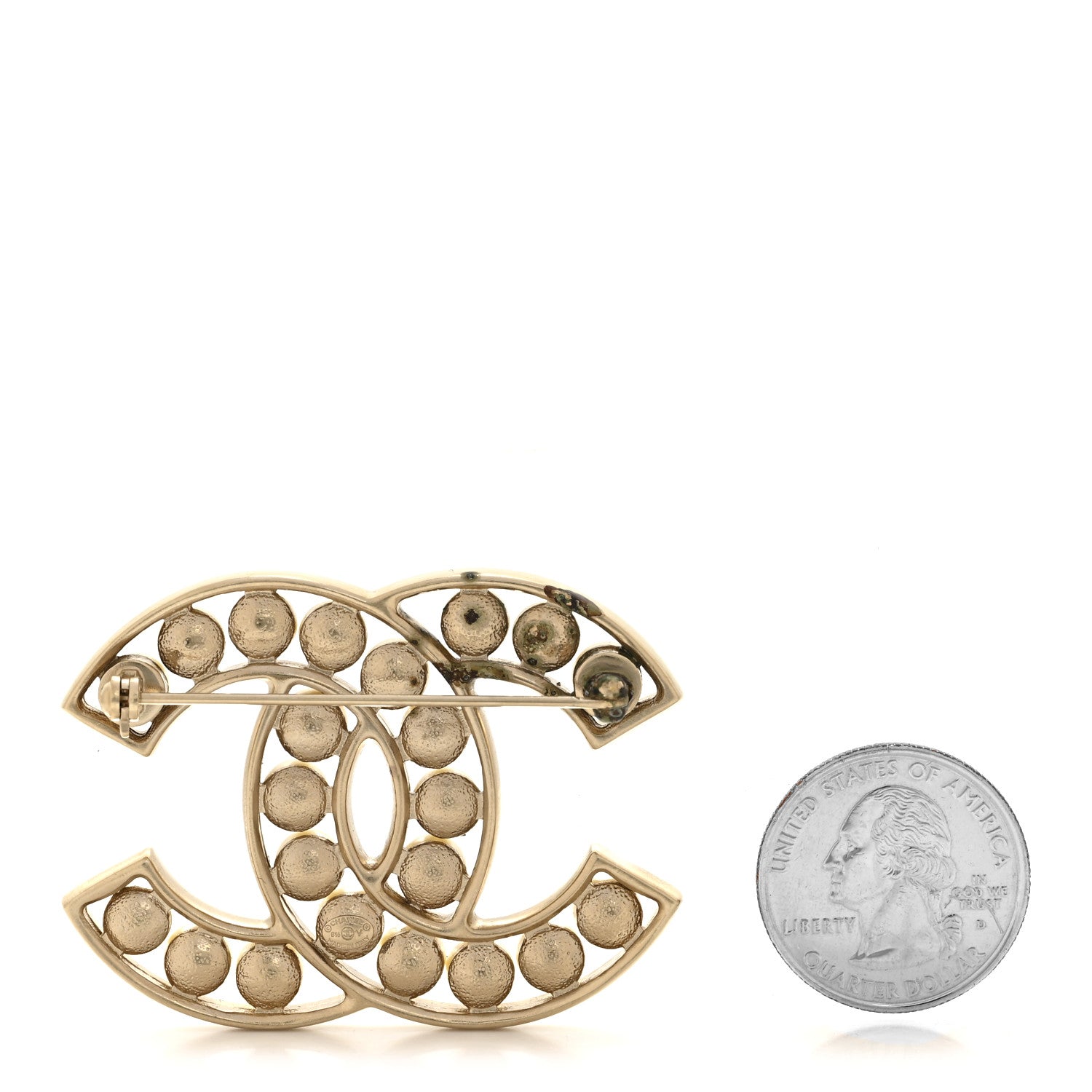 Chanel Pearl CC Brooch Light Gold 2 of 4