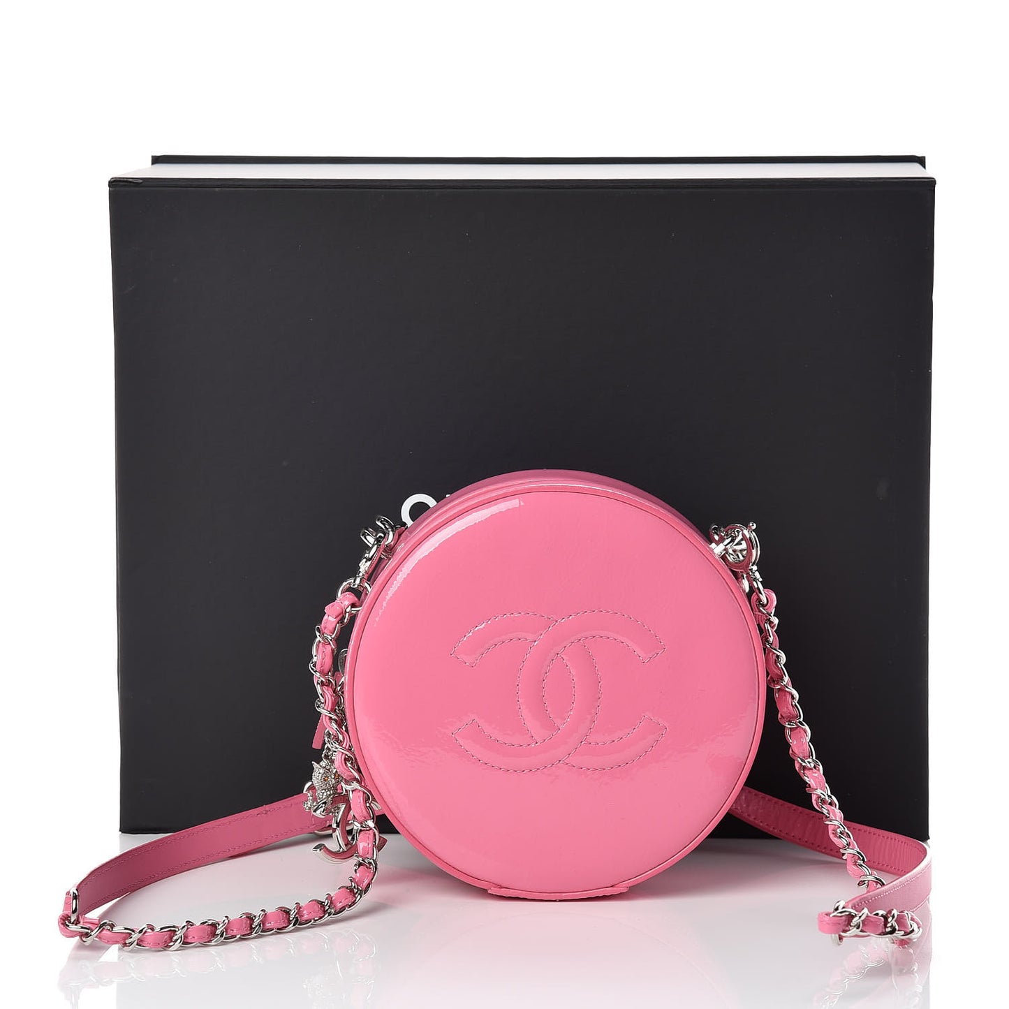 Patent Round As Earth Evening Bag Pink