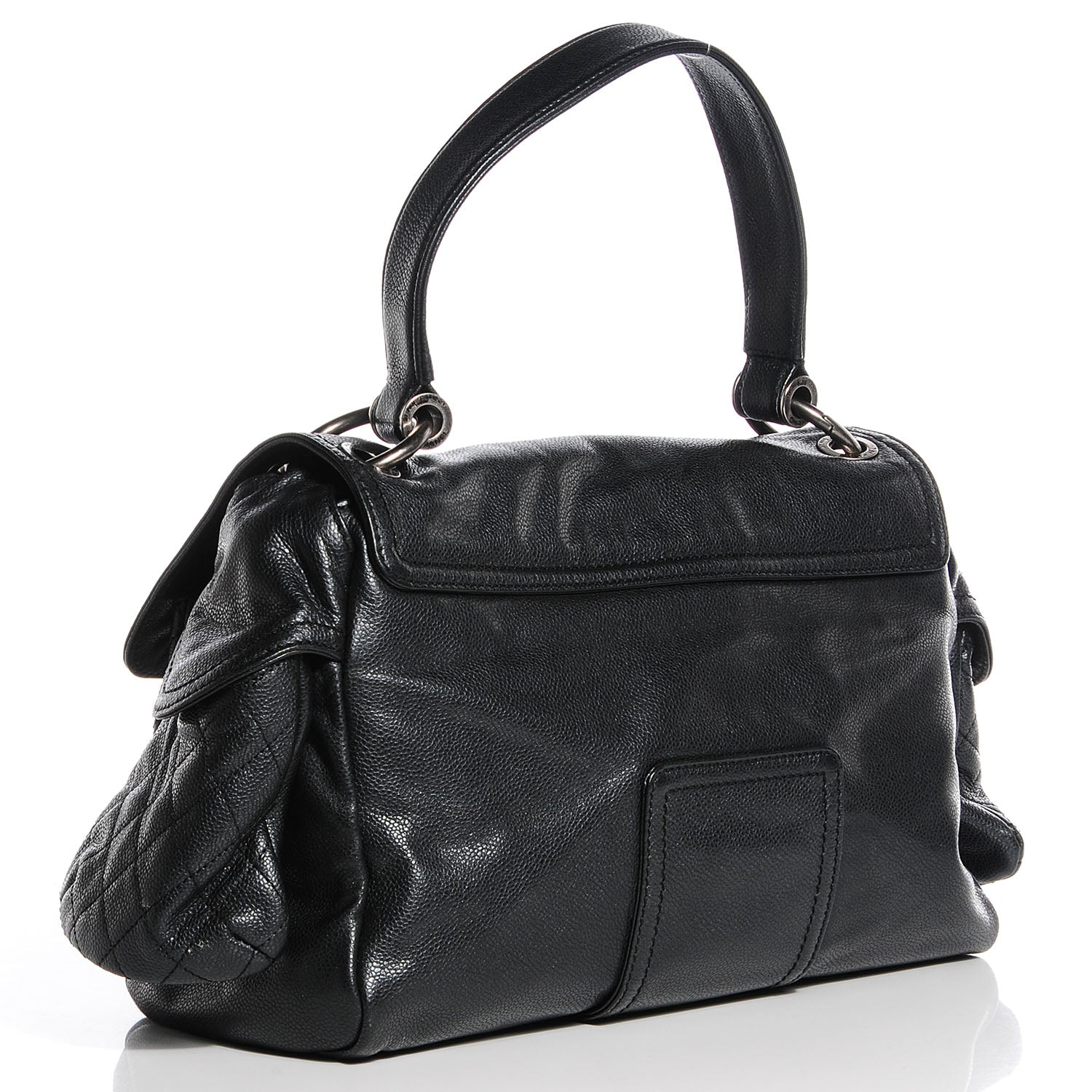 Chanel Glazed Caviar Quilted Mademoiselle Satchel Black 3 of 7