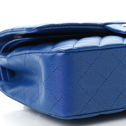 Chanel Caviar Quilted Medium Double Flap Blue 11 of 17