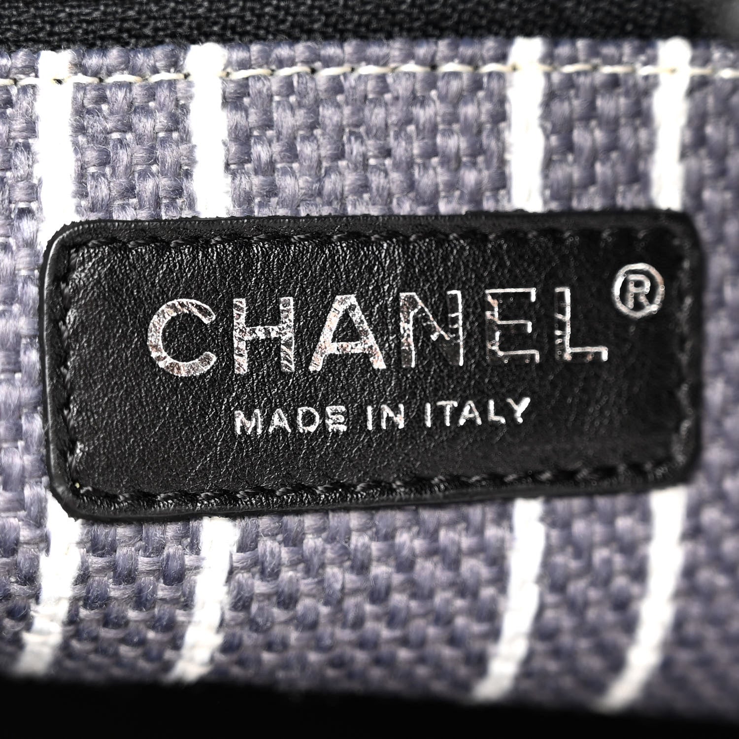 Chanel Striped Canvas CC Tote Blue White Black 6 of 19