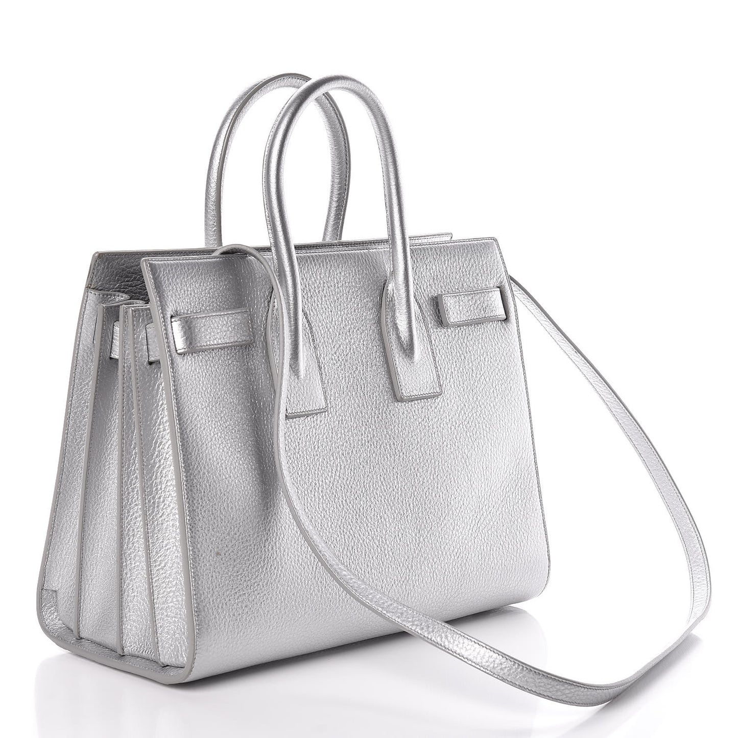 Metallic Calfskin Small Sac De Jour Silver