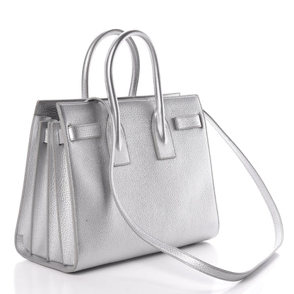 Saint Laurent Metallic Calfskin Small Sac De Jour Silver 3 of 9