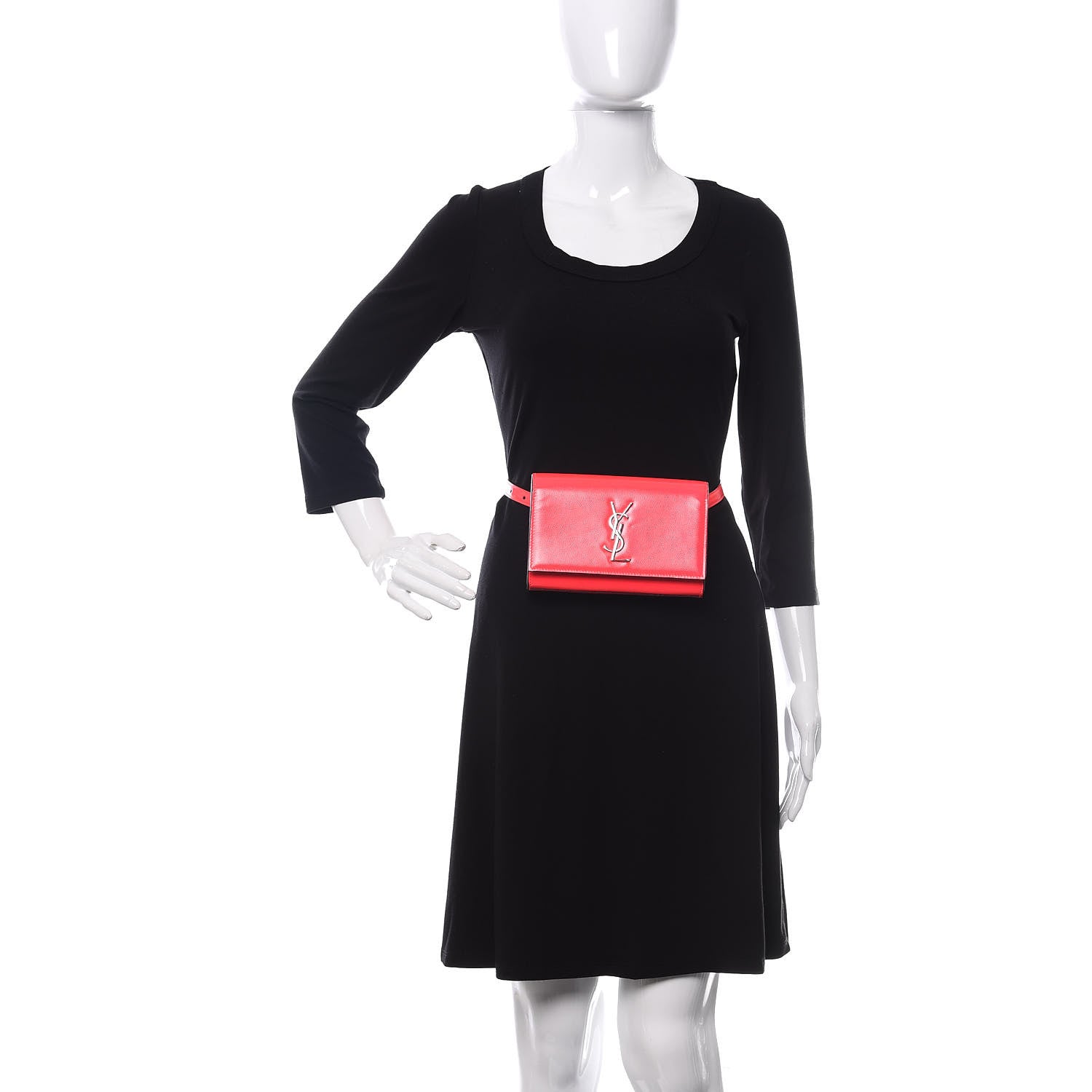 Saint Laurent Grain De Poudre Monogram Kate Belt Bag Neon Pink 2 of 10
