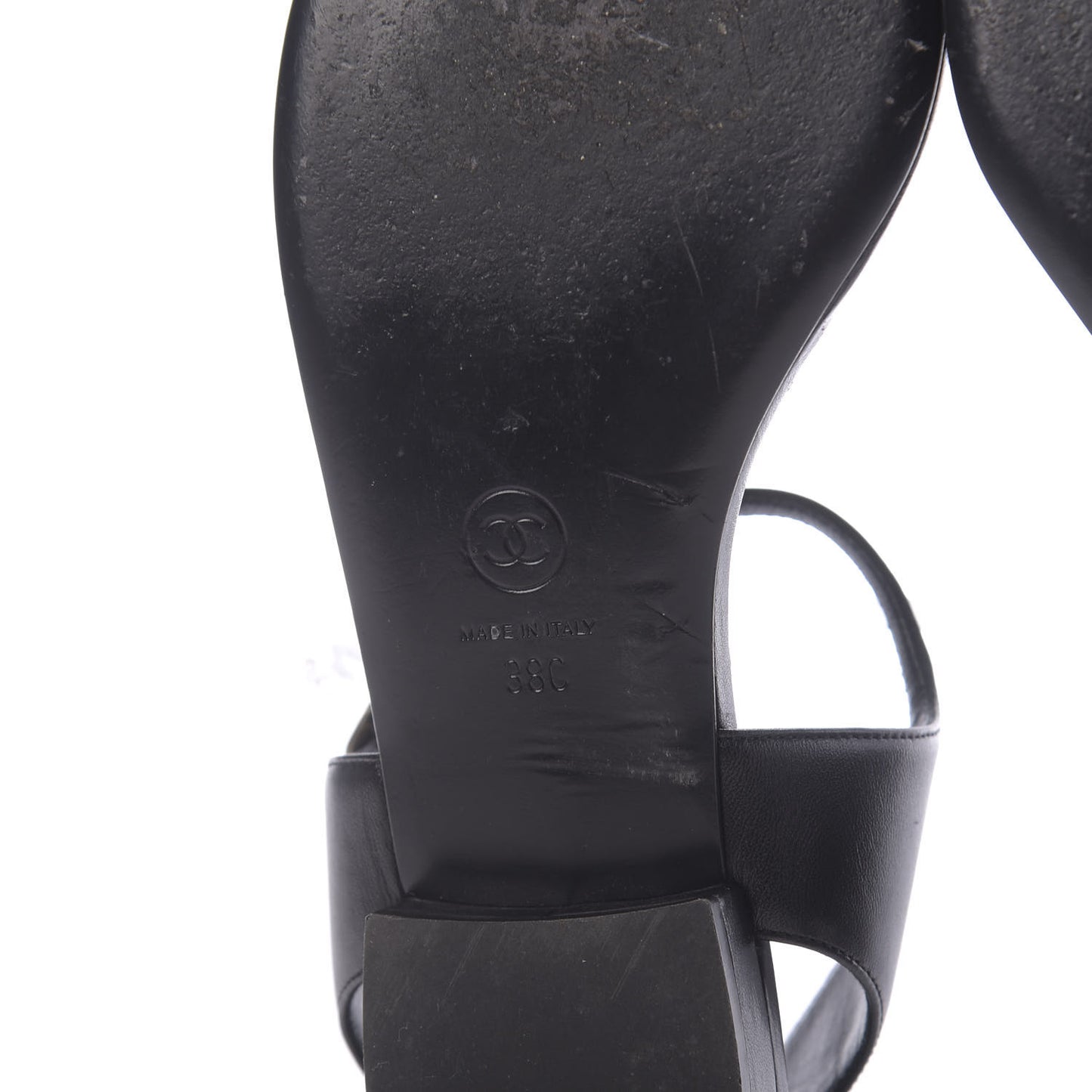 Lambskin CC Thong Sandals 38 Black