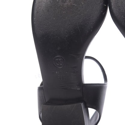 Chanel Lambskin CC Thong Sandals 38 Black 9 of 12