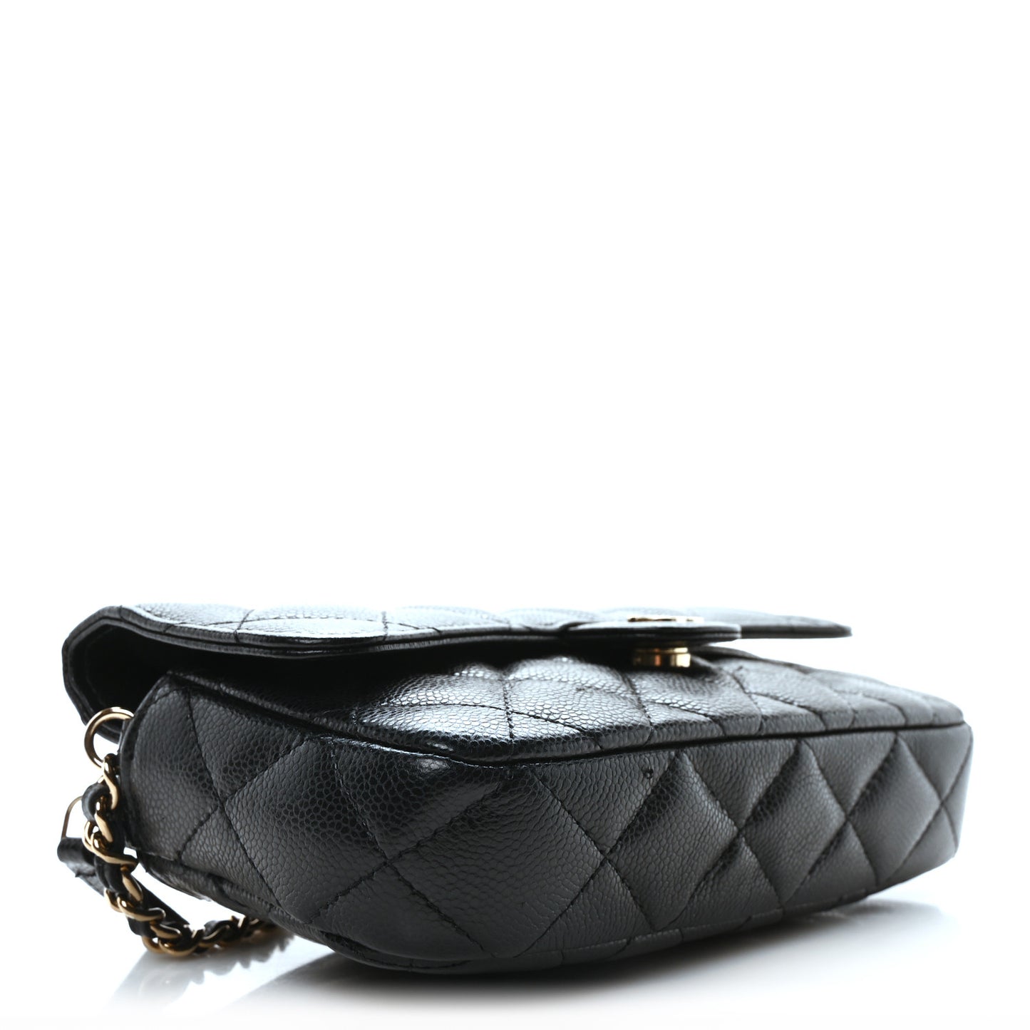 Caviar Quilted Flap Phone Holder With Chain Black