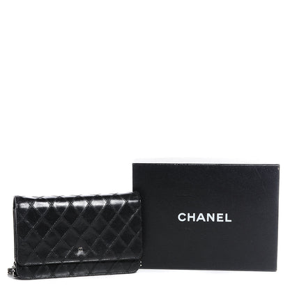Chanel Lambskin Diamond Stitched Wallet On Chain WOC Black 5 of 9