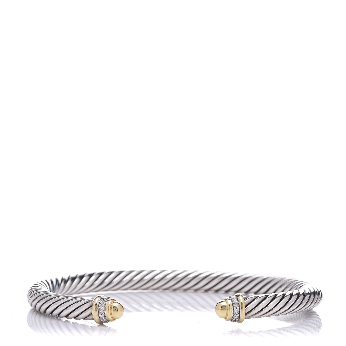 Sterling Silver 18K Yellow Gold Diamond 5mm Cable Classics Bracelet