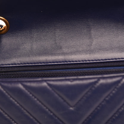 Chanel Calfskin Chevron Quilted Rectangular Mini Flap Dark Blue 9 of 9