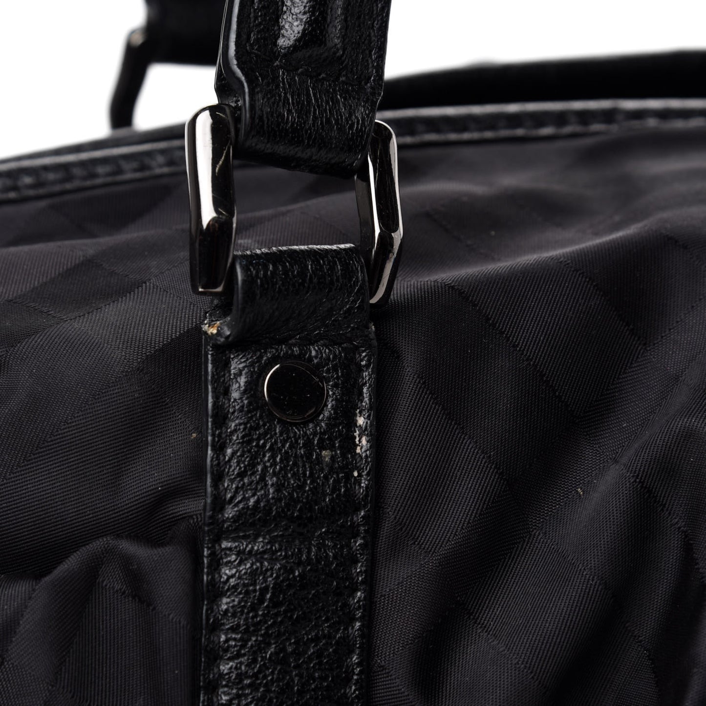 Nylon Tonal Check Diaper Bag Black
