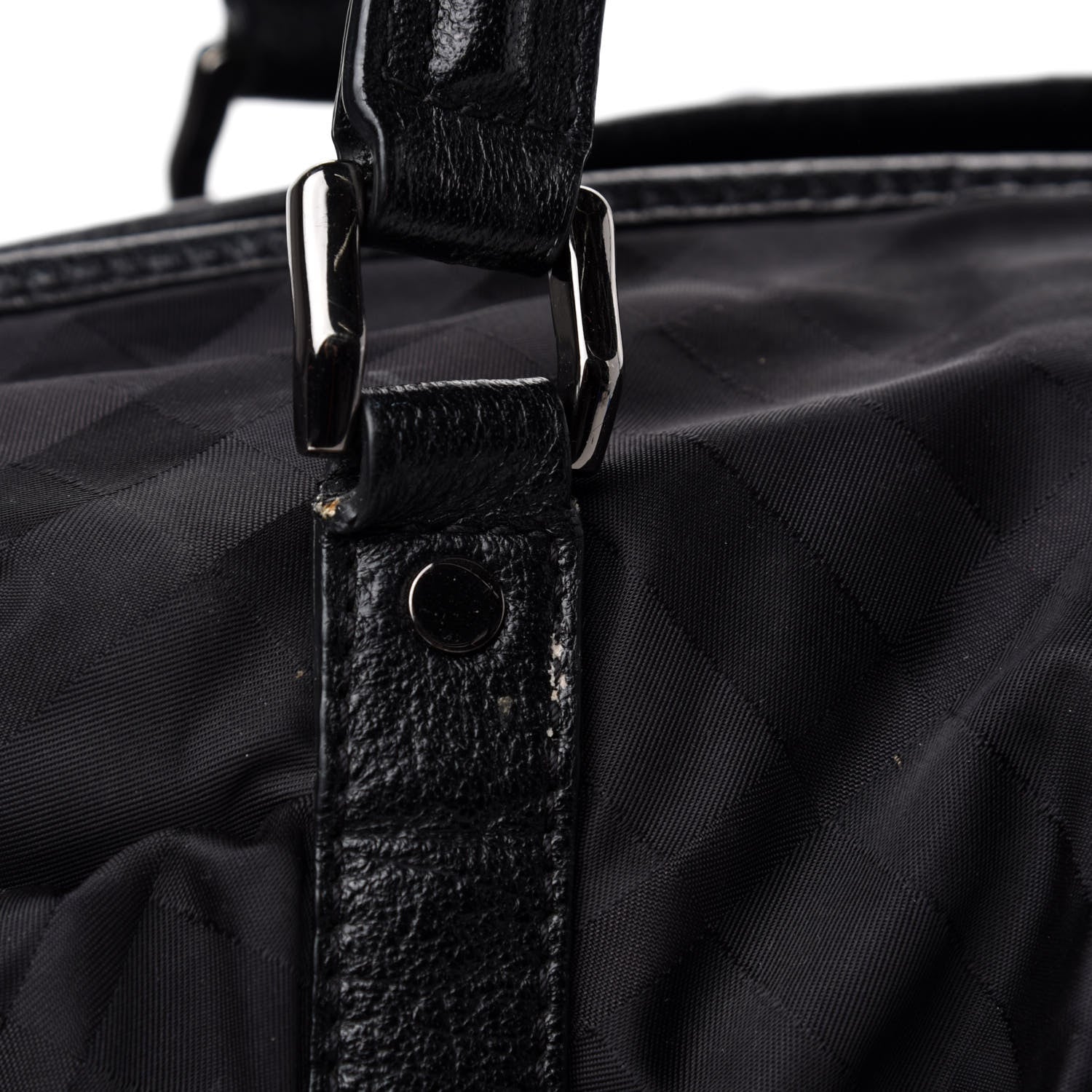 Burberry Nylon Tonal Check Diaper Bag Black 8 of 12