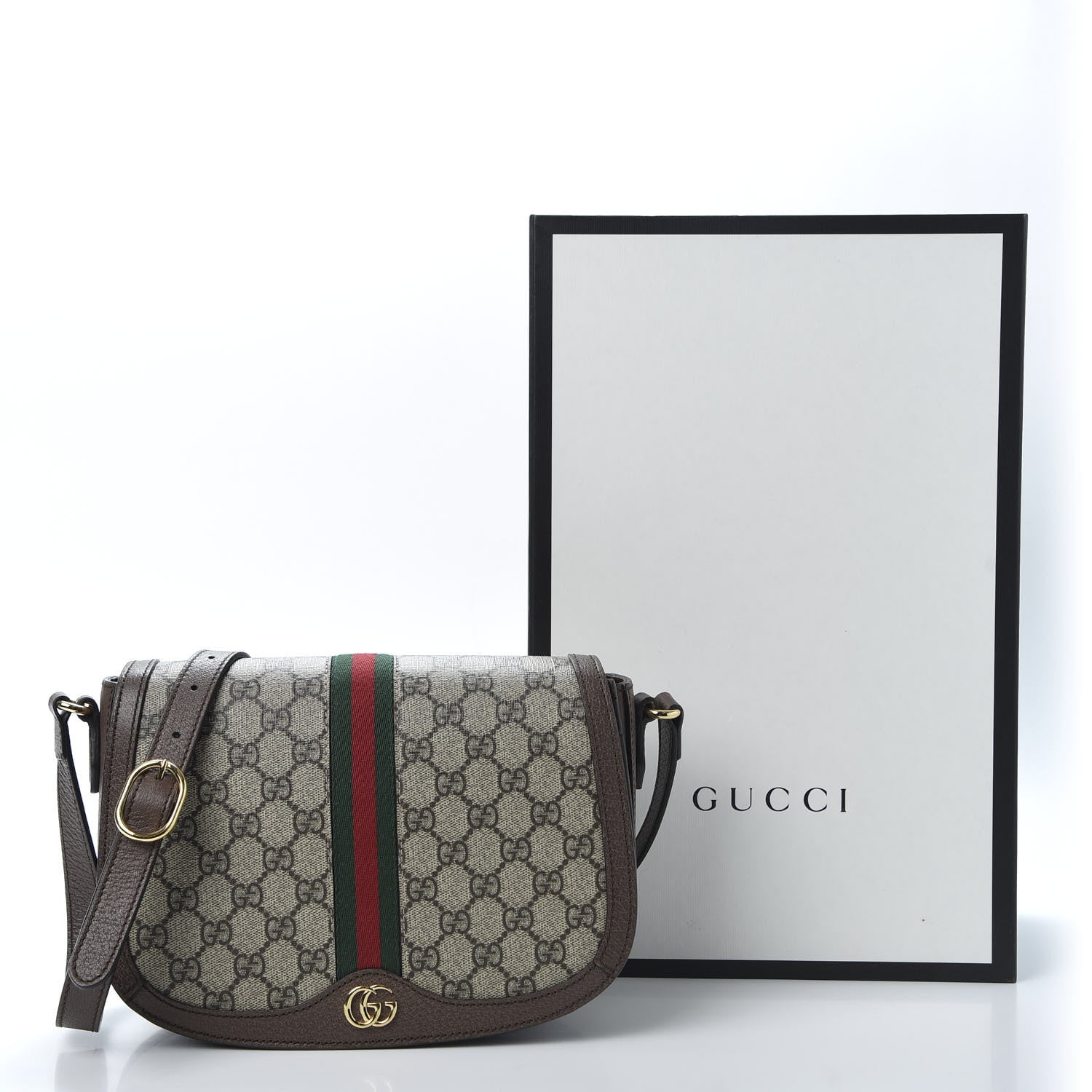 Gucci GG Supreme Monogram Web Small Ophidia Flap Messenger Bag Brown 10 of 10