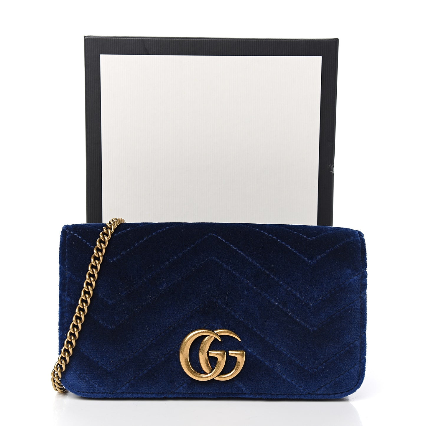 Velvet Matelasse GG Marmont Mini Bag Cobalt Blue