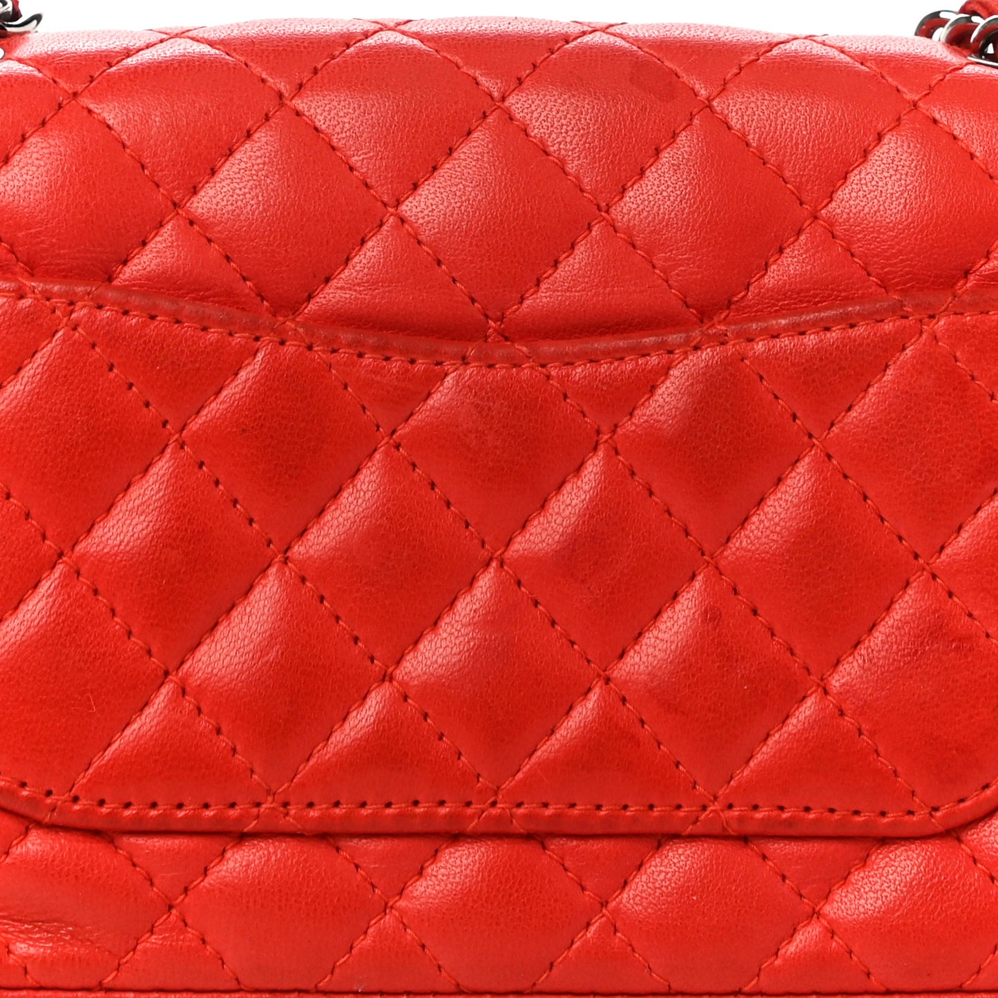 Lambskin Quilted Ladybug Extra Mini Flap Red