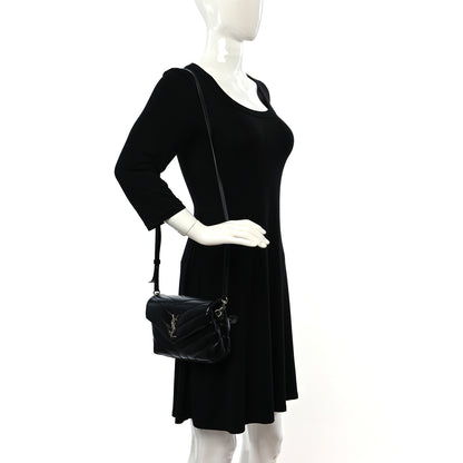 Saint Laurent Calfskin Y Quilted Monogram Toy Loulou Crossbody Bag Black 2 of 12
