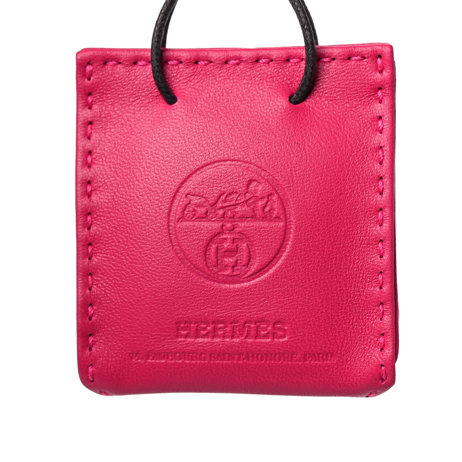 Hermes Milo Lambskin Swift Shopping Bag Charm Rose Mexico 3 of 4
